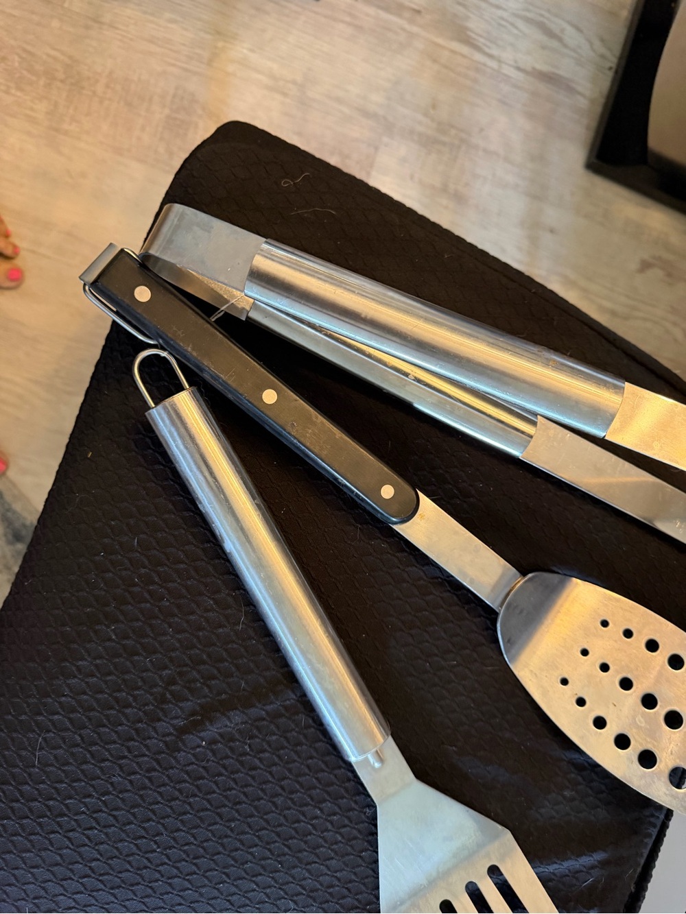 Stainless Steel BBQ Tool Set - Silver and Black